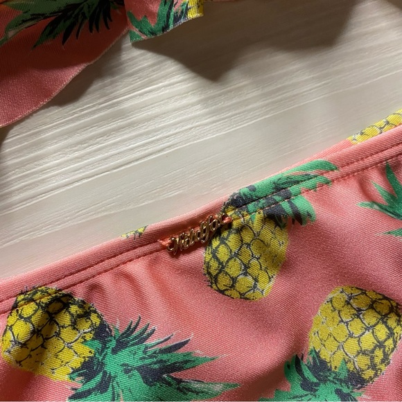 Wildfox 🍍 Ruffle Pineapple Print Strapless Bandeau Bikini Top | Skimpy Bottoms - Picture 7 of 11
